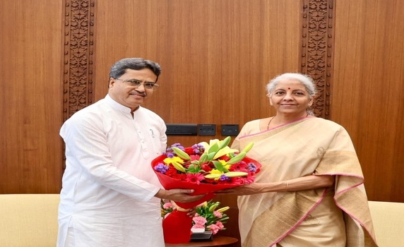 Tripura CM Dr Manik Saha calls on Union Finance Minister Nirmala Sitharaman.